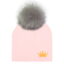 pink crown grey pom