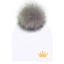 white crown grey pom